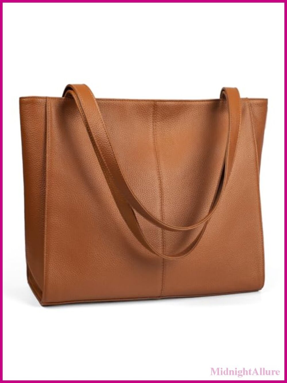 Genuine Leather Tote Bag with 14 inch Laptop Compartment for Work Travel